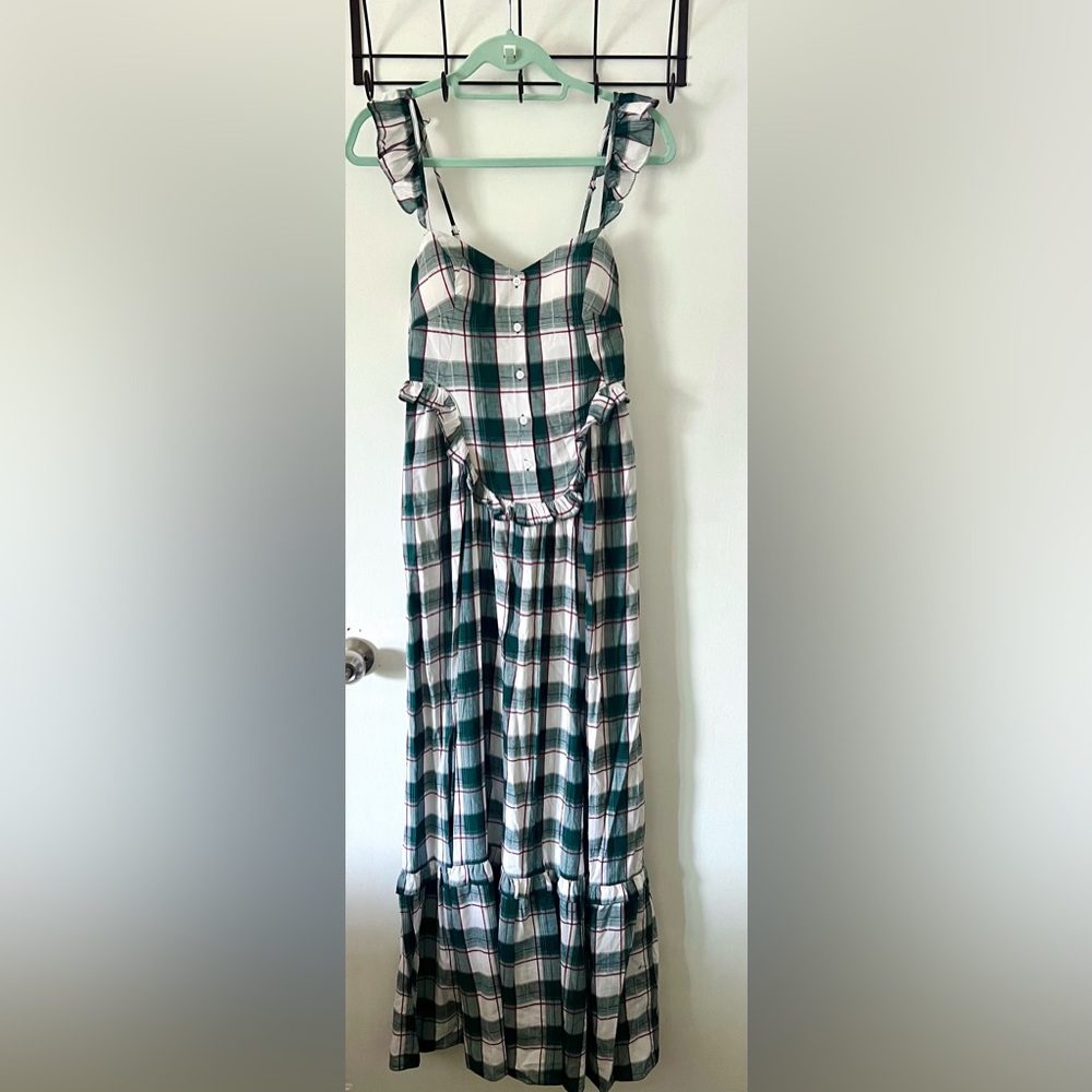 Max Studio green plaid maxi dress XS